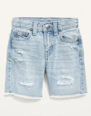 Loose Ripped Jean Cut-Off Shorts for Toddler Boys blue