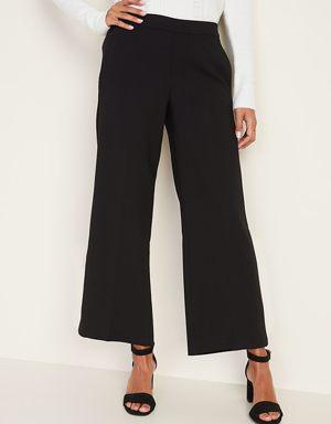 Mid-Rise Pull-On Wide-Leg Pants for Women black