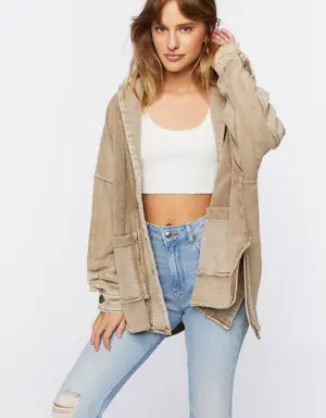 Forever 21 French Terry High Low Jacket Mocha