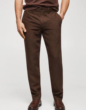 Slim-fit 100% linen trousers