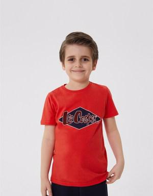Logons Erkek Çocuk Bisiklet Yaka T-Shirt Canli Kırmızı