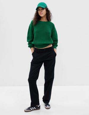 Gap Shaker-Stitch Crewneck Sweater green