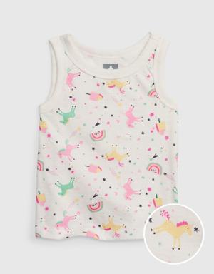 Toddler Organic Cotton Mix and Match Graphic Tank Top white