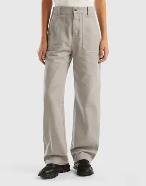 straight-leg trousers in cotton canvas