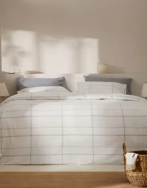 Striped cotton linen duvet cover for single bed