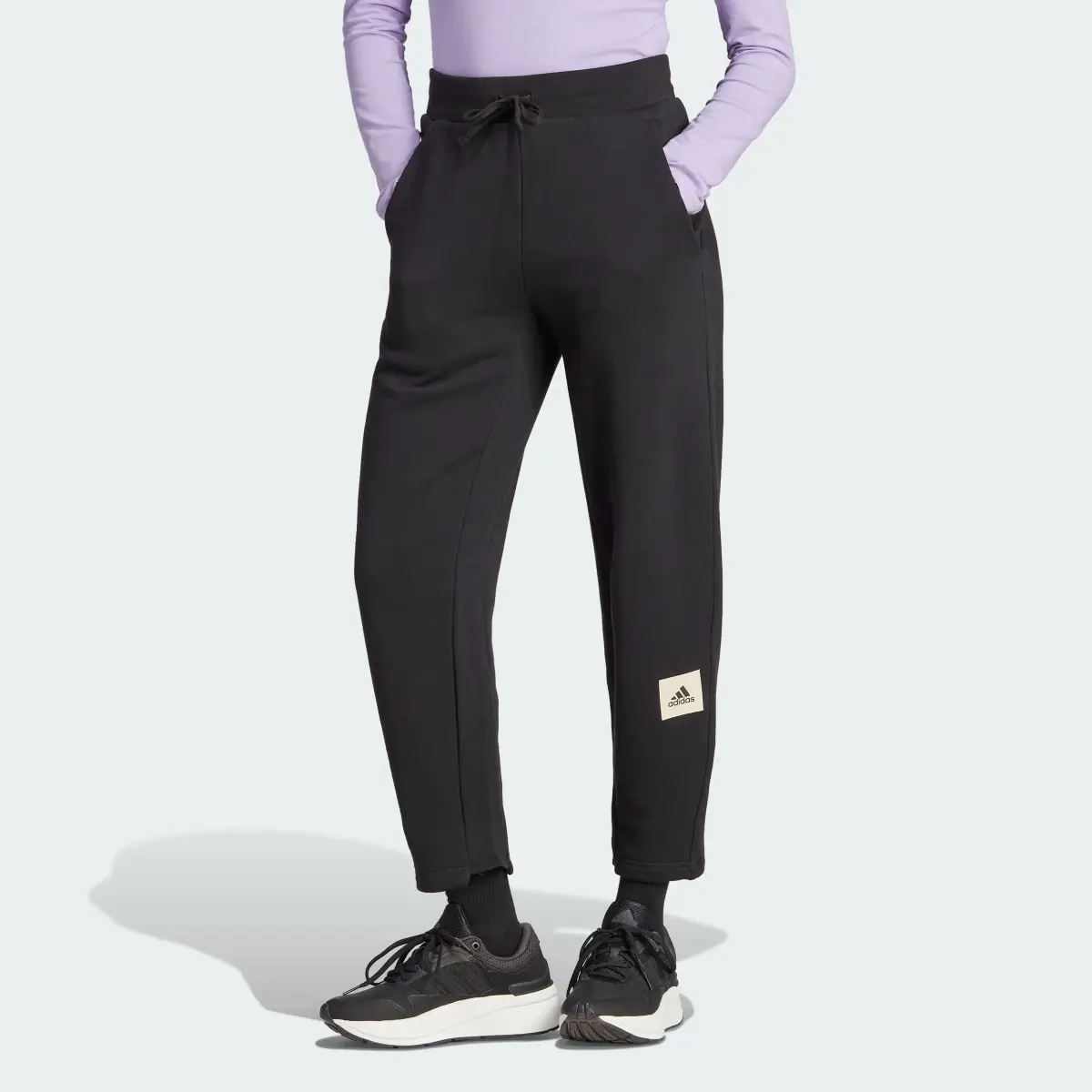 Adidas Lounge French Terry Barrel-Leg Pants. 1