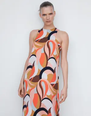 Printed halter gown