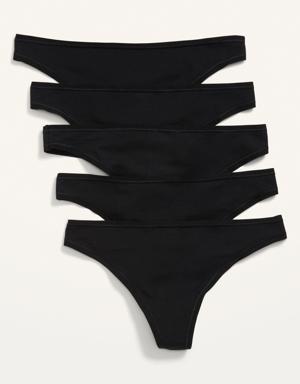 Old Navy Supima&#174 Cotton-Blend Thong Underwear 5-Pack black