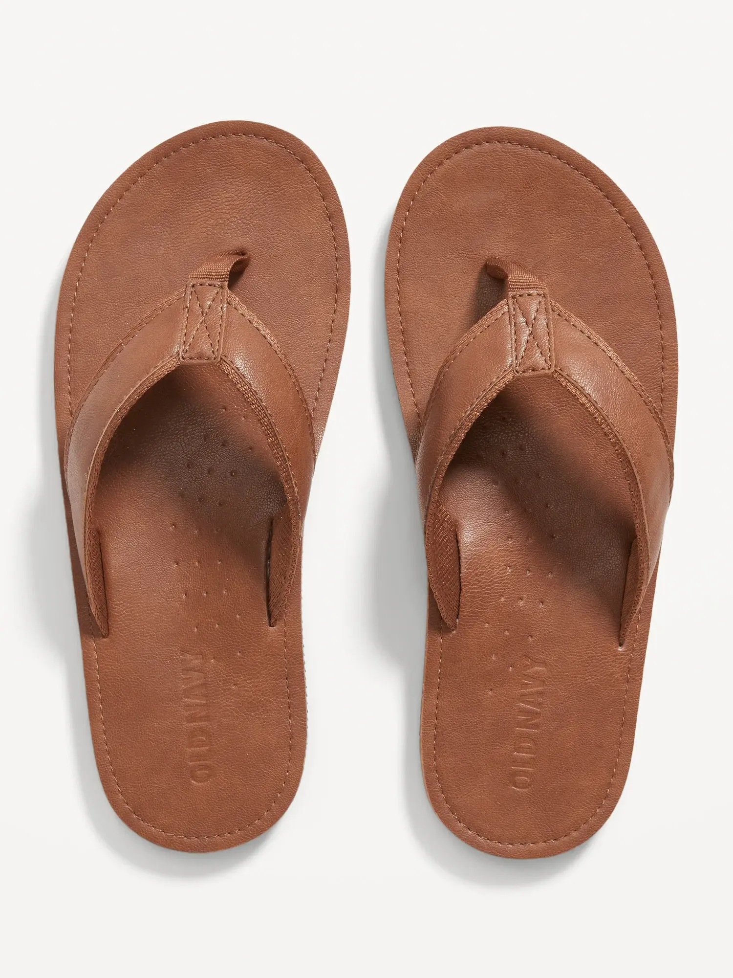 Old Navy Faux-Leather Flip-Flop Sandals for Men brown. 1
