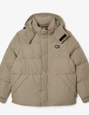 Men's Check Print Water-Repellent Twill Padded Jacket