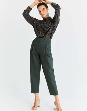 Cropped Boxy Fit Structured Pant - 2 / GREEN