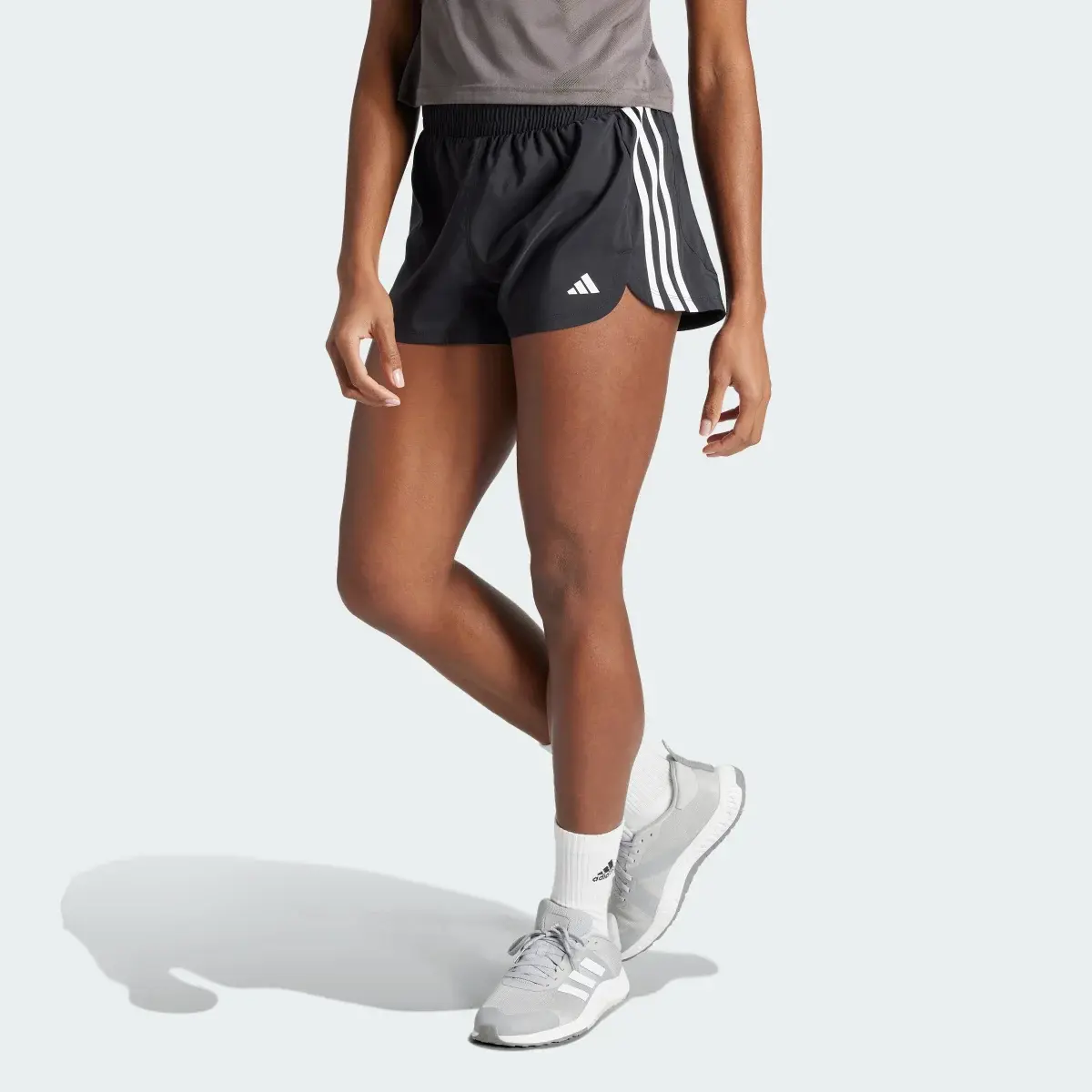 Adidas Pacer Training 3-Stripes Woven Mid-Rise Shorts. 2