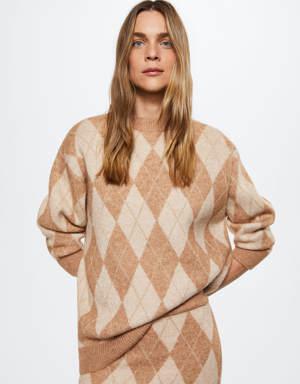 Rhombus knit sweater