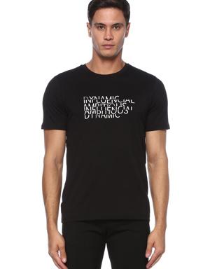 Siyah Slogan Baskılı Basic T-shirt