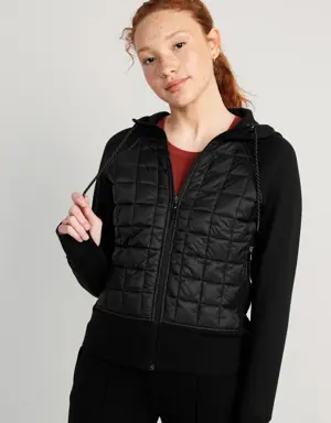 All-Seasons Dynamic Fleece Cropped Hooded Jacket for Women black
