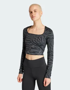 TrainIcons Training Jacquard Crop Long-Sleeve Top