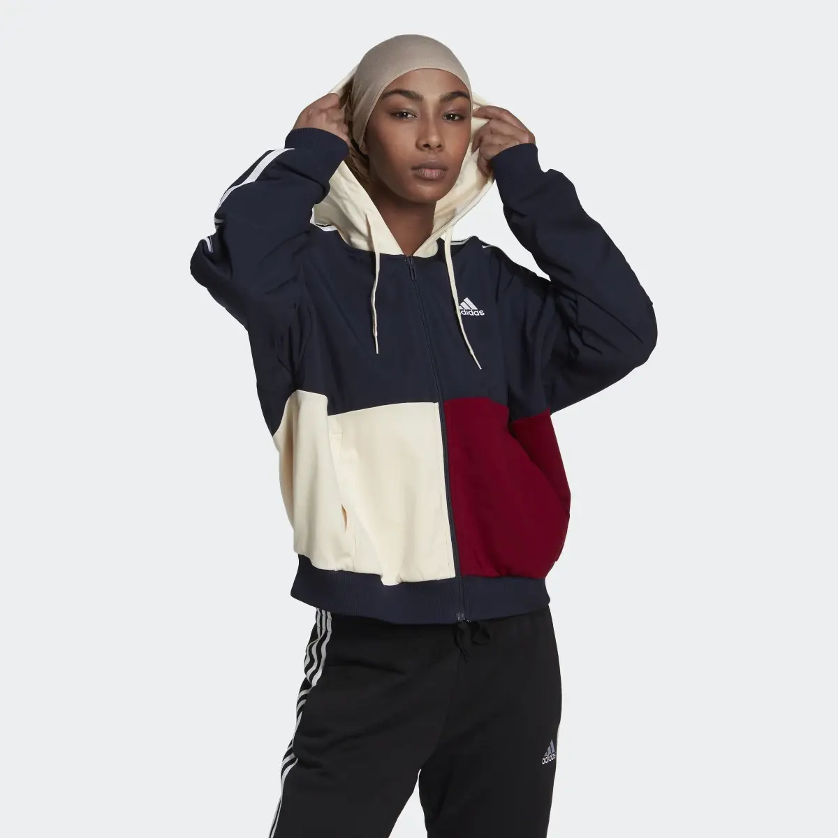 Adidas Essentials 3-Stripes Colorblock Full-Zip Hoodie. 2