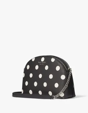 Morgan Sunshine Dot Double-zip Dome Crossbody