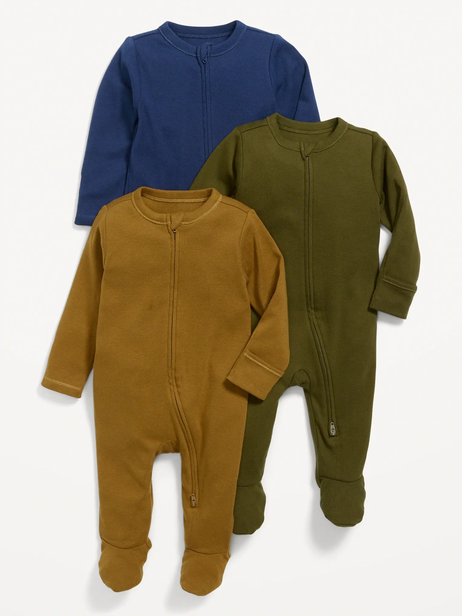 Old Navy 3-Pack Unisex 2-Way-Zip Sleep & Play Footed One-Piece for Baby multi. 1