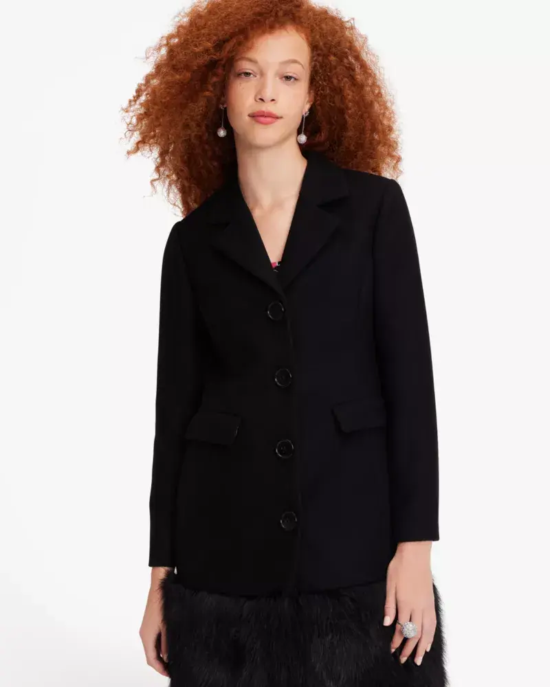 Kate Spade Faux Fur Hem Wool Coat. 2