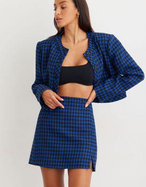 Mini Houndstooth Skirt with Slit
