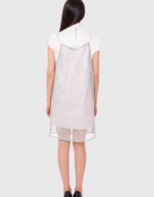 Metallic Net Detailed Mini Dress