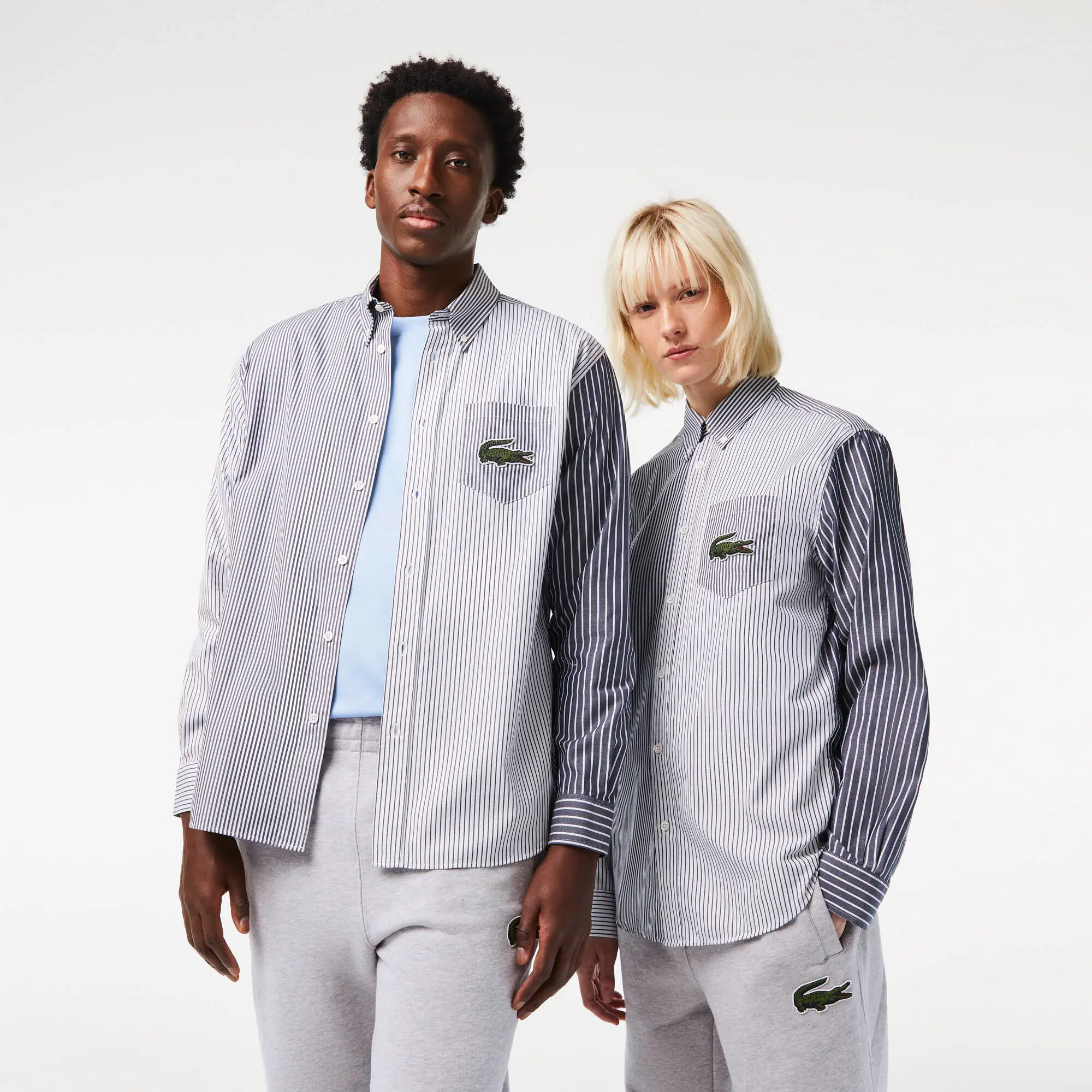 Lacoste Unisex LACOSTE Baumwoll-Hemd mit großem Krokodil und Streifen. 1