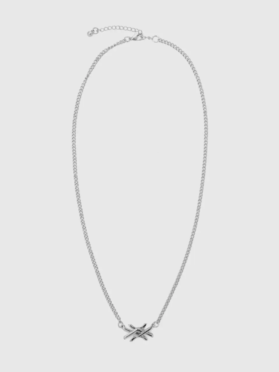 Benetton silver necklace with logo. 1