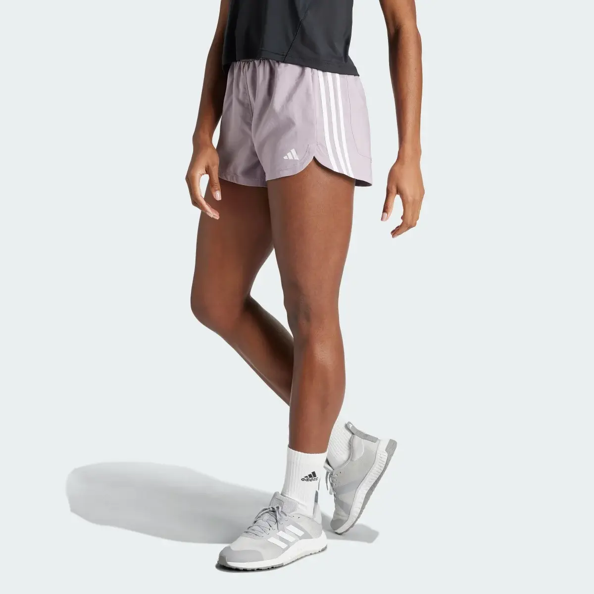 Adidas Pacer Training 3-Stripes Woven High-Rise Shorts. 2