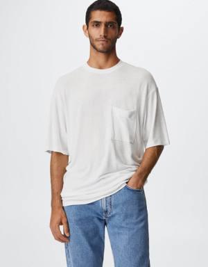 Linen-blend flowy T-shirt