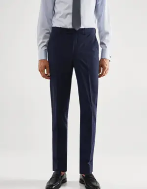 Wool slim-fit check suit trousers