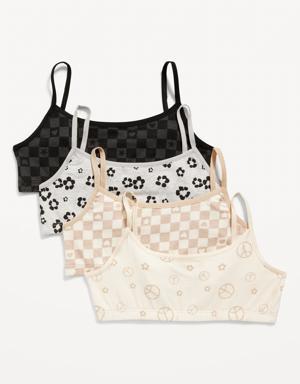 Patterned Cami Bra 4-Pack for Girls red