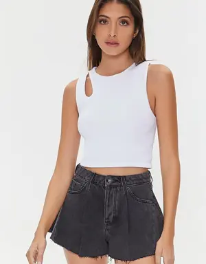 Forever 21 Raw Cut Denim Shorts Washed Black