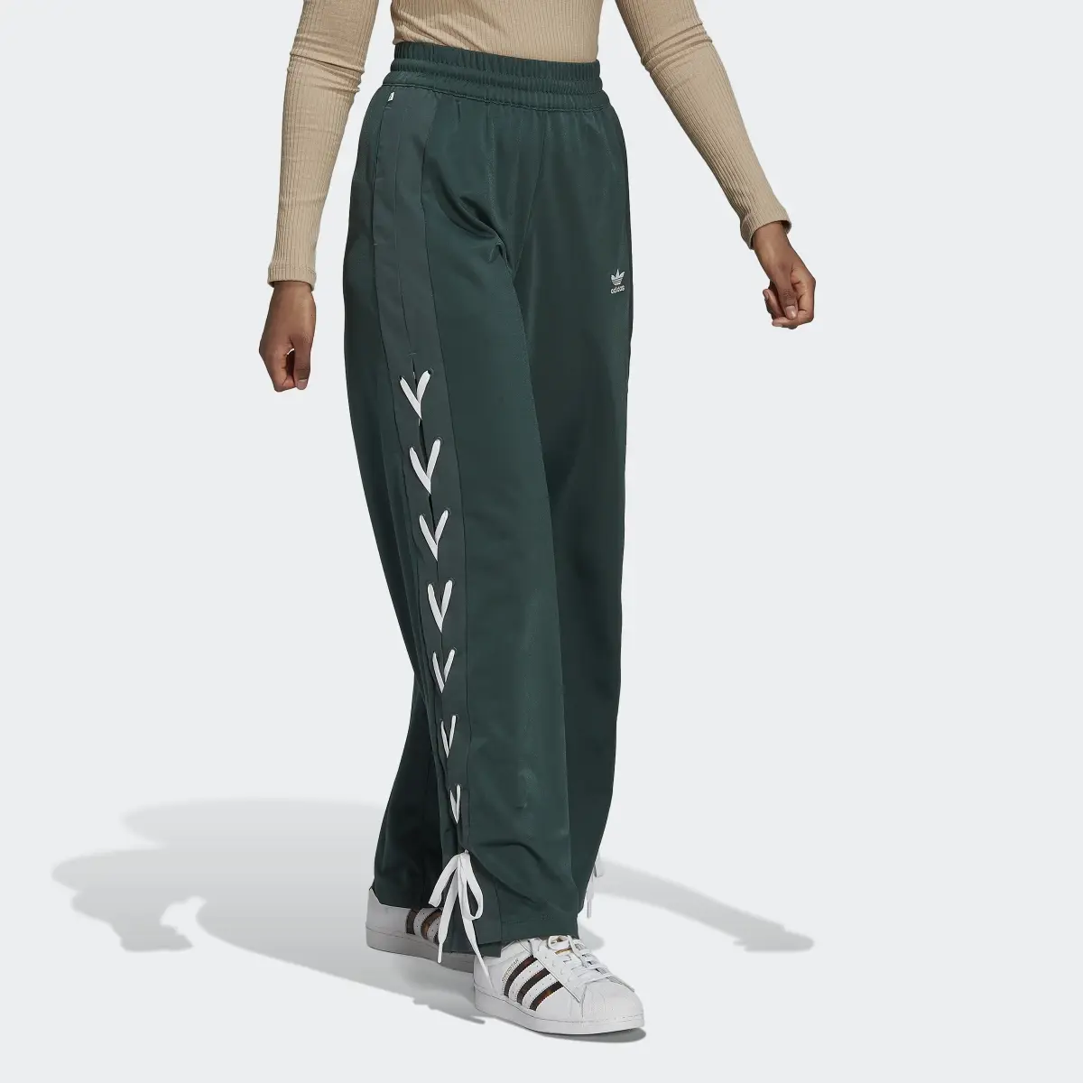 Adidas Always Original Laced Wide Leg Tracksuit Bottoms. 1