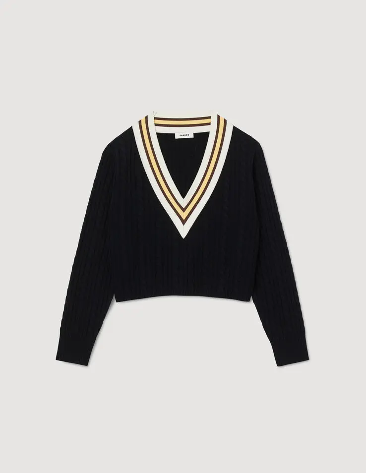 Sandro Contrast V-neck jumper Login to add to Wish list. 1