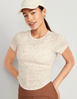 UltraLite Cropped Rib-Knit T-Shirt multi