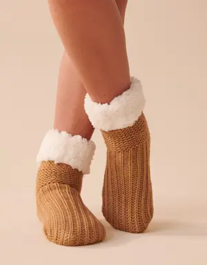 Knit and Sherpa Socks