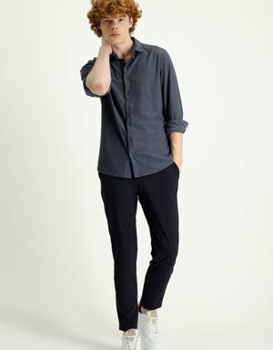 Techno-Line Slim Fit Beli Lastikli İpli Likralı Klasik Pantolon