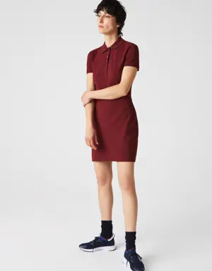 Vestido polo en piqué de algodón stretch para mujer