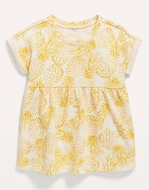 Printed French Terry Babydoll Tunic for Toddler Girls yellow