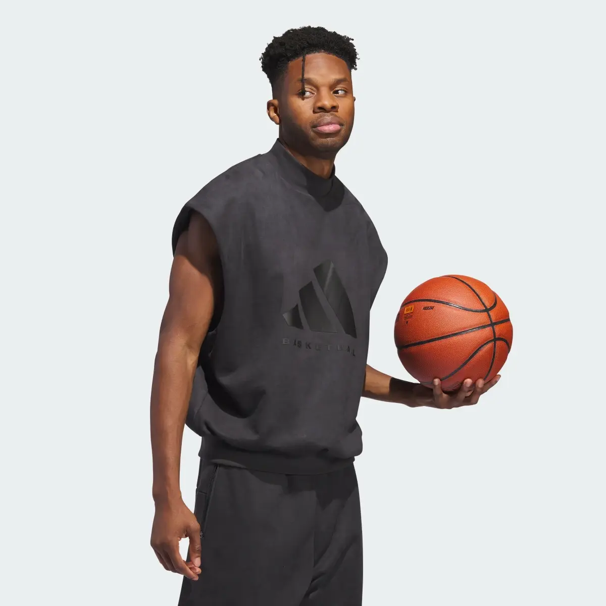 Adidas Basketball Sueded Sleeveless Sweatshirt. 3
