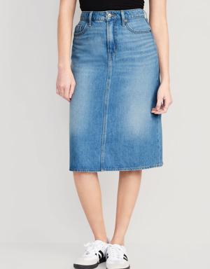 Extra High-Waisted Jean Midi Skirt for Women blue