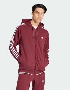 Essentials French Terry 3-Stripes Full-Zip Hoodie