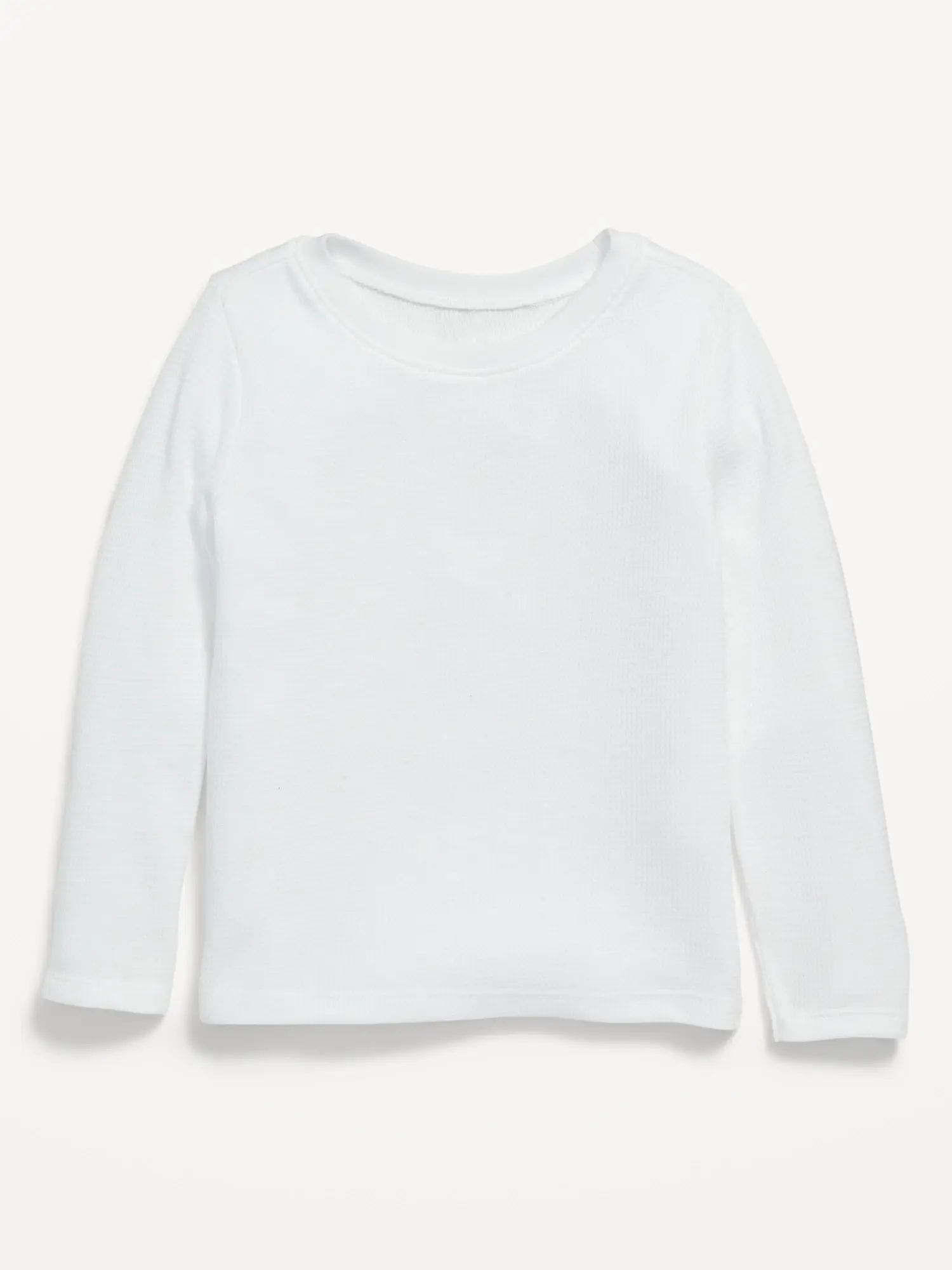 Old Navy Unisex Solid Long-Sleeve Thermal-Knit T-Shirt for Toddler white. 1