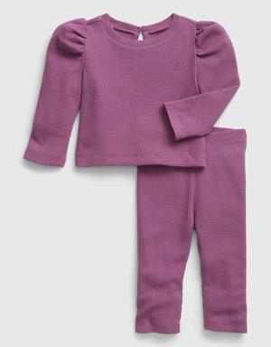 Baby Waffle Two-Piece Outfit Set purple