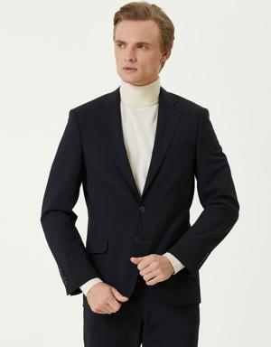 Slim Fit Lacivert Lastikli Pantolonlu Takım Elbise