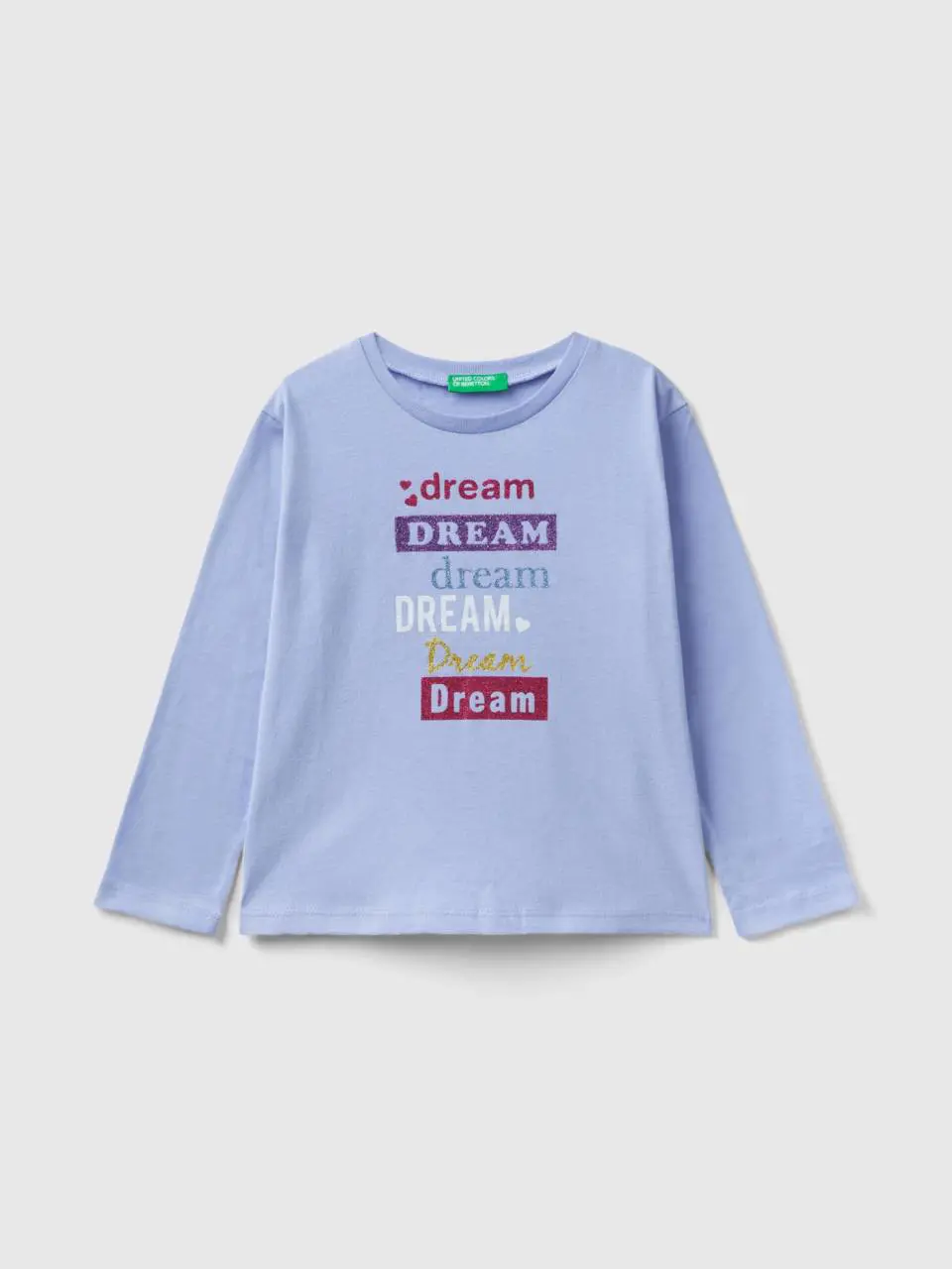 Benetton warm t-shirt with print and glitter. 1