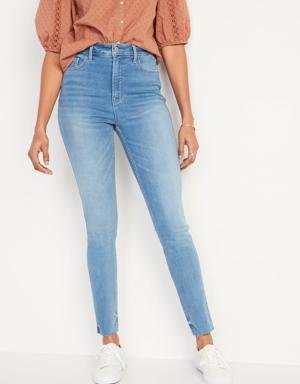High-Waisted Rockstar 360° Stretch Super-Skinny Cut-Off Ankle Jeans for Women blue
