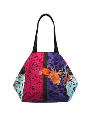 Patterned Applique Embroidery Detailed Colorful Bag