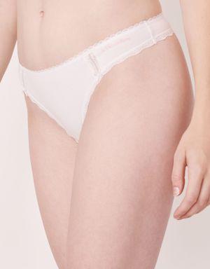 Cotton and Lace Detail Thong Panty